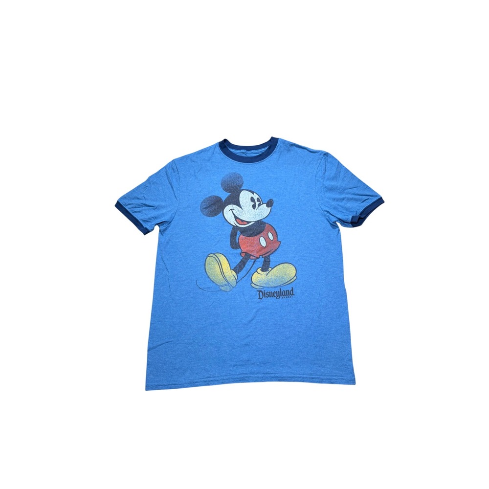 Disney Parks Disneyland Resort Mickey Mouse Ringer T-Shirt Blue Small Hanes
